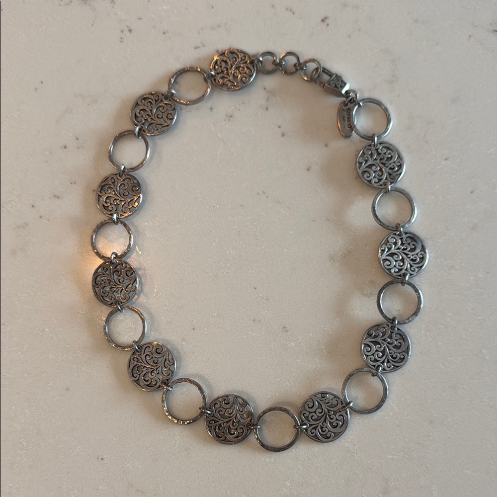 Lois Hill Silver Necklace with Intricate Medallions
